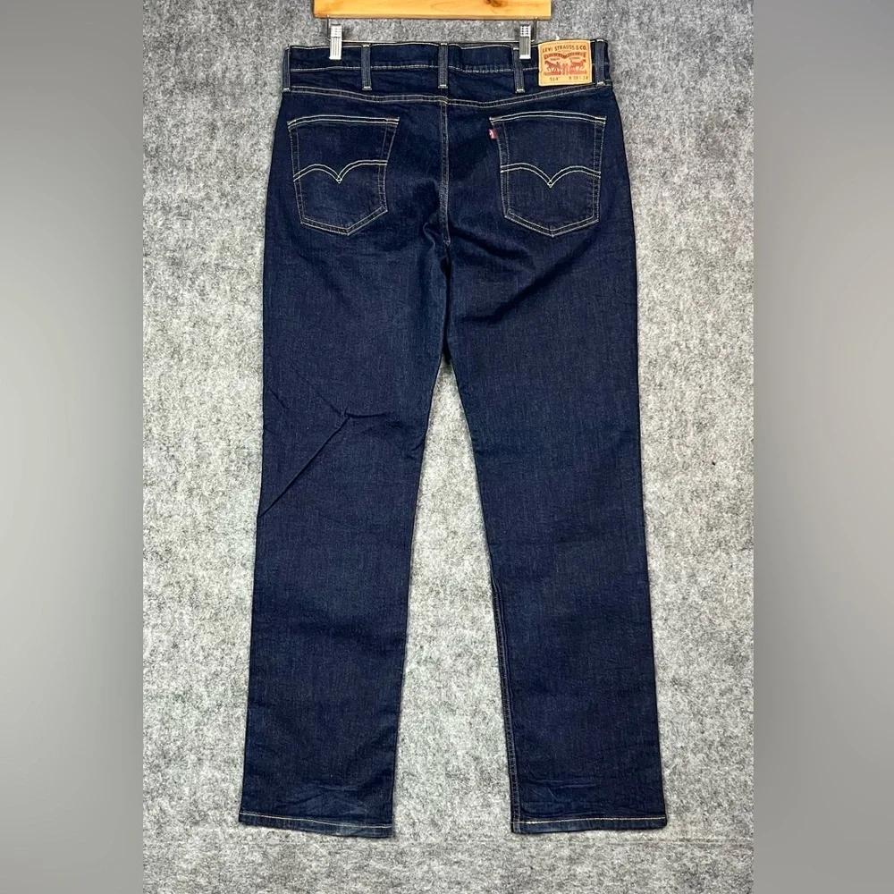 Levi's 514 Straight Leg Dark Blue Denim Jeans Men's Size 38x34 Striaght Fit
